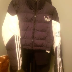 Adidas short to the waist vinyl sport jacket...worn once!